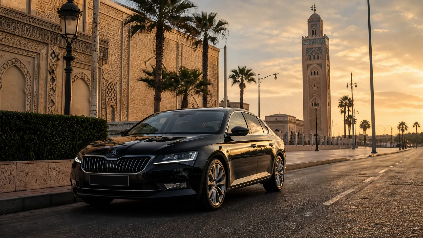 Private chauffeur vehicle in Casablanca near Hassan II Mosque